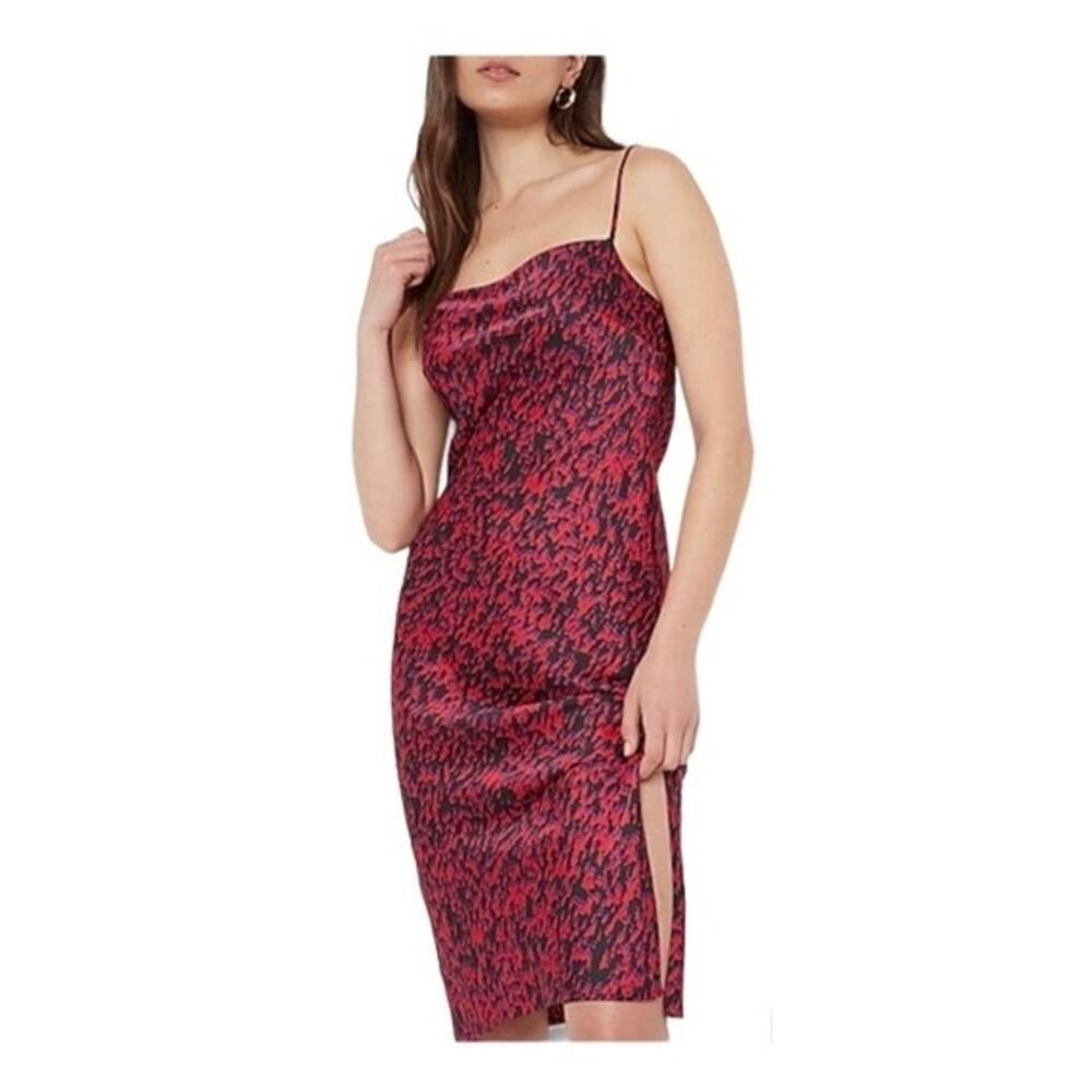 NWT Express Womens Satin Y2K Style Abstract Cowl Neck Slip Dress Spaghetti Large